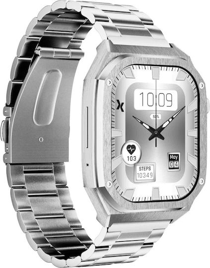 MaxCom FW65 Iron S 55mm Smartwatch με Παλμογράφο (Ασημί)