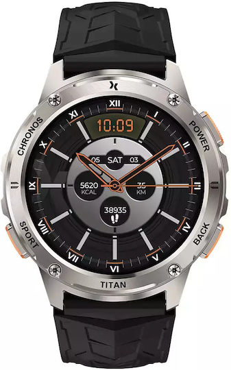 MaxCom FW110 Titan Chronos Titanium Smartwatch με SIM και Παλμογράφο (Ασημί)