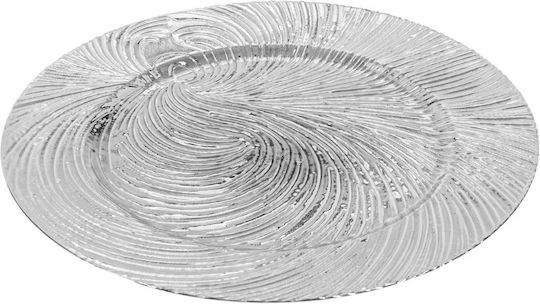 Dekorative Platte Rund Silber Silber 1Stück 33x33x1.5cm