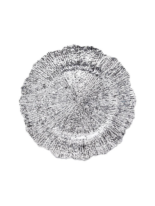 Dekorative Platte Rund Silber Silber 1Stück 33x33x1.5cm