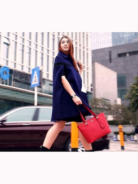 Σετ Γυναικεία Τσάντα Shopper Ώμου Κόκκινη