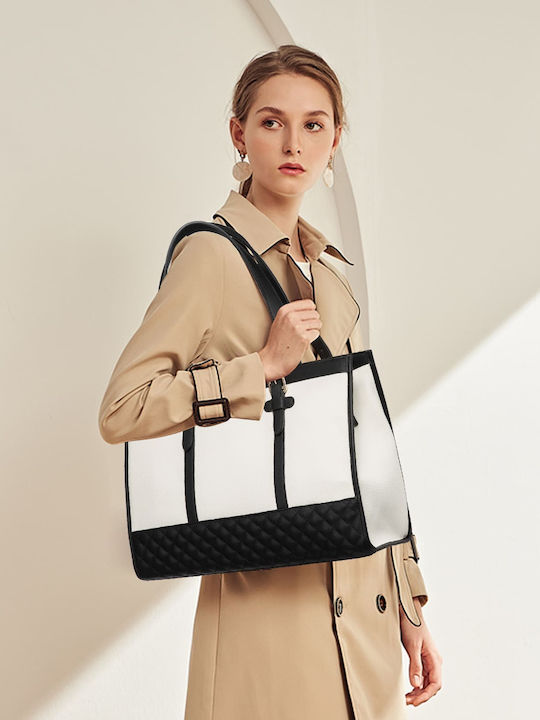 Комплект Дамска Чанта Шопър През Рамо Black/Beige