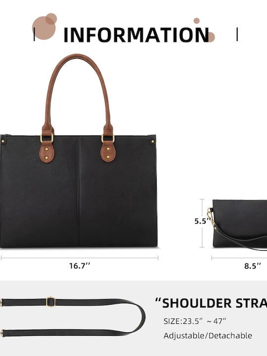 Σετ Γυναικεία Τσάντα Shopper Ώμου Μαύρη