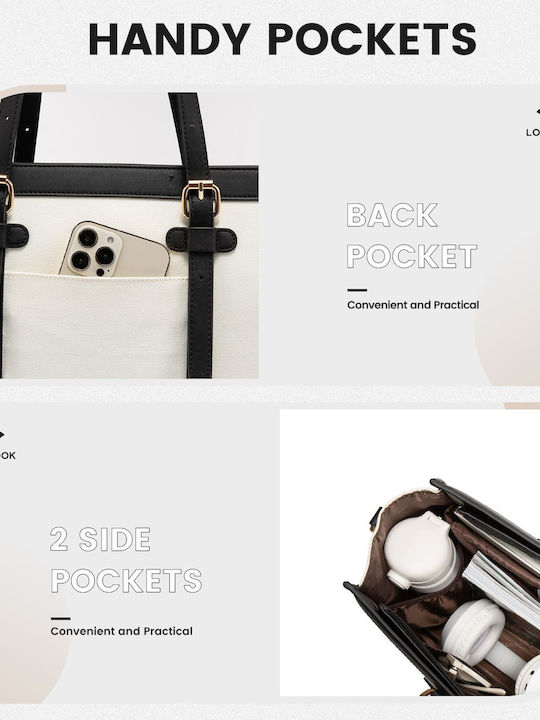 Комплект Дамска Чанта Шопър През Рамо Black/Beige