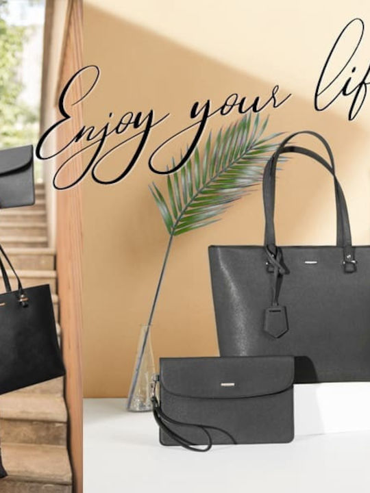 Set Women's Bag Shopper Shoulder Black