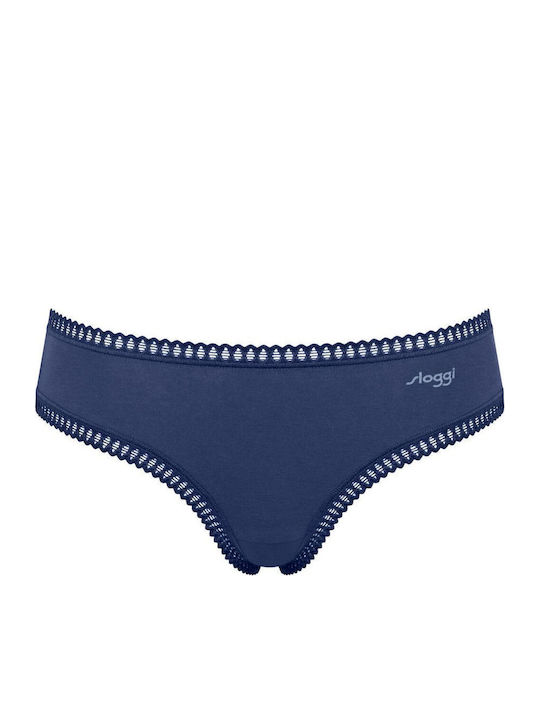 Βαμβακερά Women's String 3Pack with Lace Sky blue