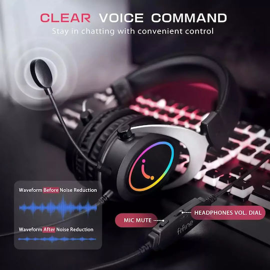 Fifine AmpliGame H3 Over Ear Gaming Headset με σύνδεση 3.5mm / USB Λευκό for Nintendo Switch / PS4 / PS5 / XBOX