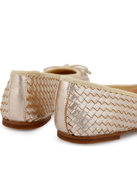 Leather Ballerinas Gold
