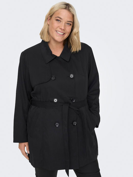 Women's Long Gabardine with Buttons Black