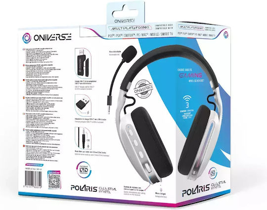 Oniverse Polaris Drahtloses Über Ohr Gaming-Headset mit Konnektivität 3,5 mm / Bluetooth / USB Weiß für Nintendo Switch / PC / PS4 / PS5
