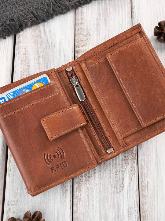 Δερμάτινο Ανδρικό Πορτοφόλι με RFID Μπεζ