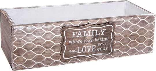 Decorative Basket Wooden Beige 28x10x8cm