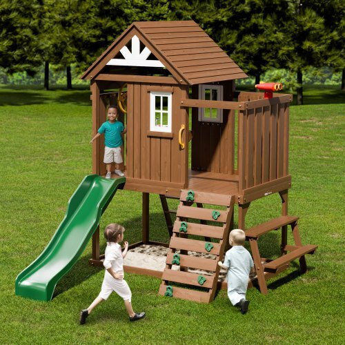 Vevor Hölzernes Kinder Spielhaus Garten mit Rutsche 269x232x310cm
