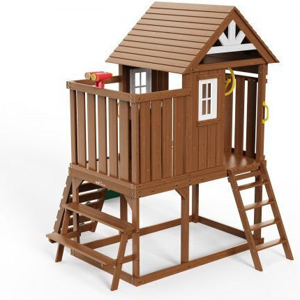 Vevor Hölzernes Kinder Spielhaus Garten mit Rutsche 269x232x310cm