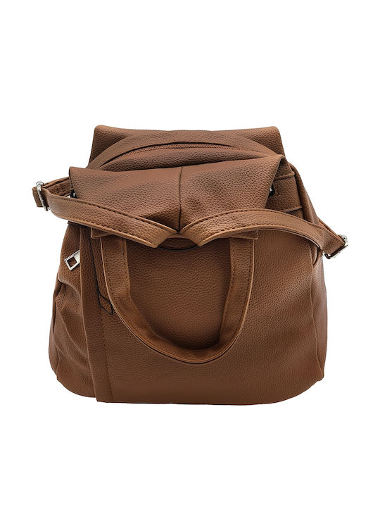 Fabric Women's Backpack Handbag Brown GTP-688-5-TAB
