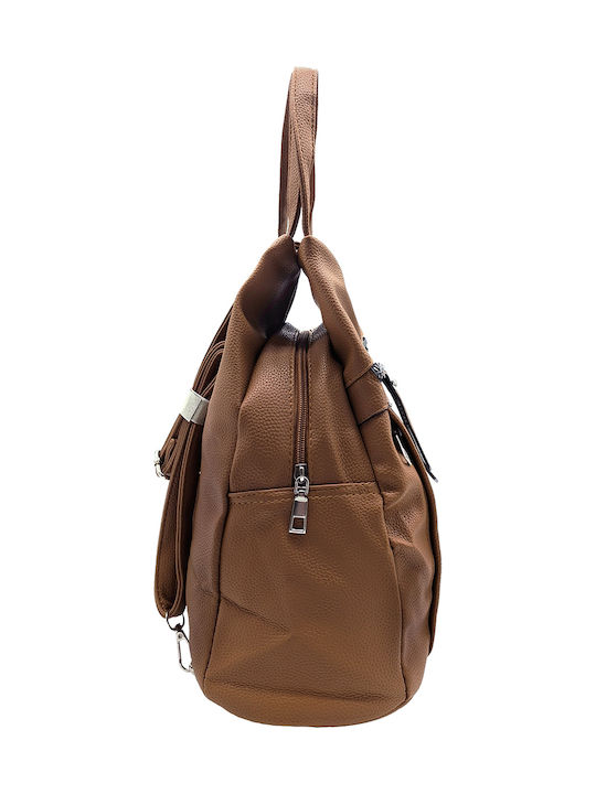 Fabric Women's Backpack Handbag Brown GTP-688-5-TAB