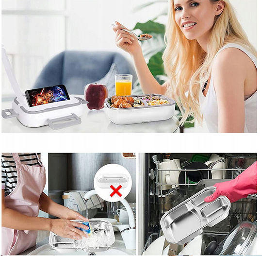 Verk Group Recipient Electric De Prânz Din Inox Alb Cu Compartimente 900ml