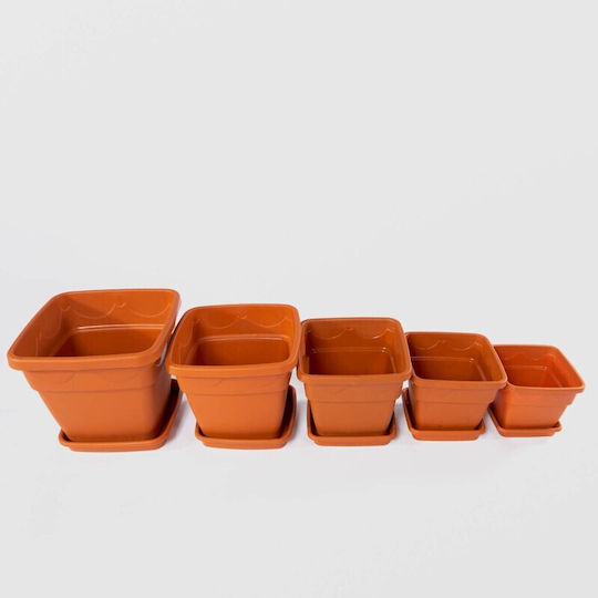Square Planter Tray 28x21cm Brown Plastic