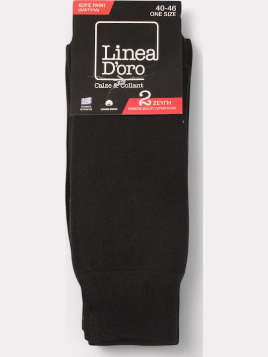 Men's Cotton Socks Linea D'oro Total Blue Value Pack of 2 Pieces Ld502-4-blue