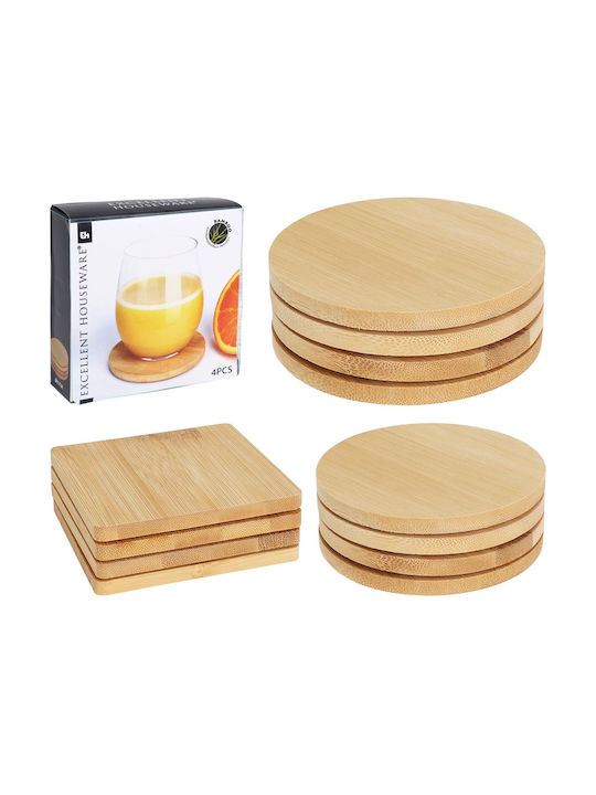 Excellent Houseware Coaster Wooden Brown 10x10cm 4pcs