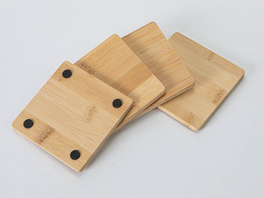 Excellent Houseware Suporturi pentru pahare Lemn Maro 10x10cm 4buc
