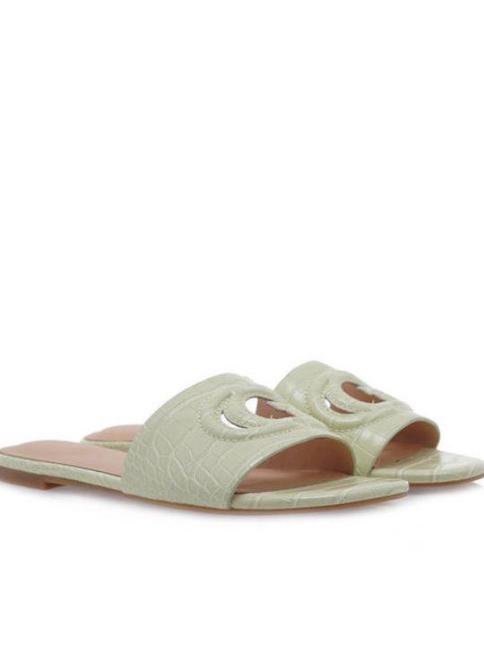 Guess Leather Women's Flat Sandals in Green Color