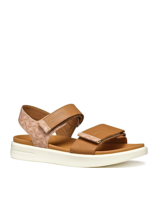 Leder Flache Sandalen für Damen mit Riemen Flatforms in Braun Farbe