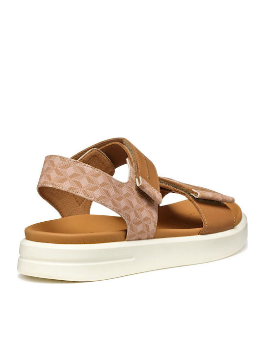 Leder Flache Sandalen für Damen mit Riemen Flatforms in Braun Farbe