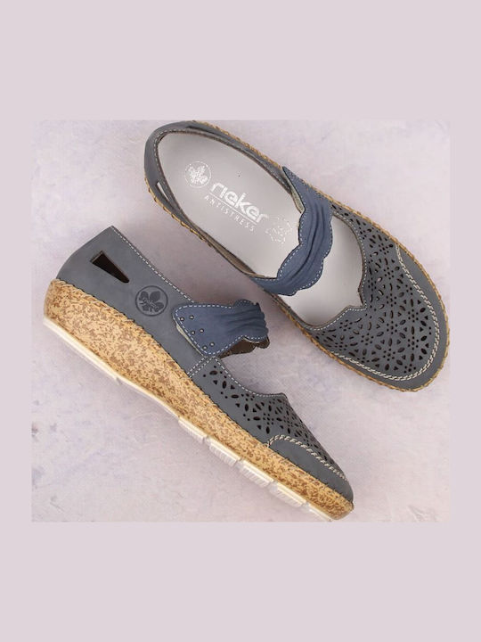 Damen Slip-Ons Leder Blau