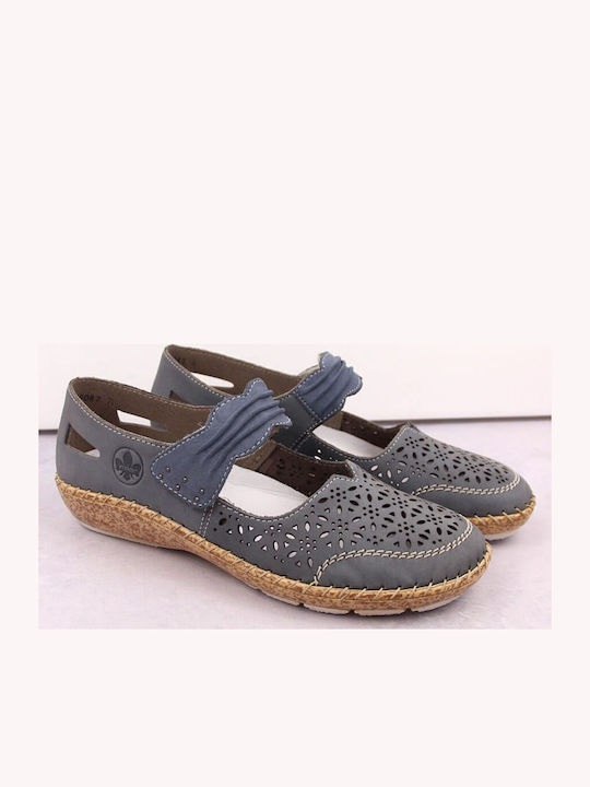 Damen Slip-Ons Leder Blau