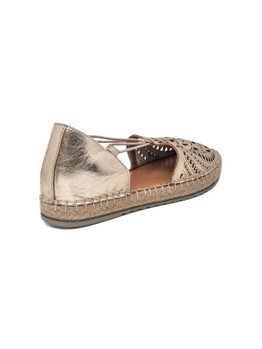 Air Anesis Lederne Damen Espadrilles in Gold Farbe