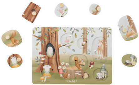 Ξύλινο Παιδικό Puzzle Σφηνώματα Forest Friends για 12+ Ετών 7pcs Little Dutch