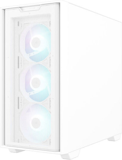 Asus A21 PLUS TG Gaming Midi Tower Κουτί Υπολογιστή με Πλαϊνό Παράθυρο και RGB Φωτισμό Λευκό