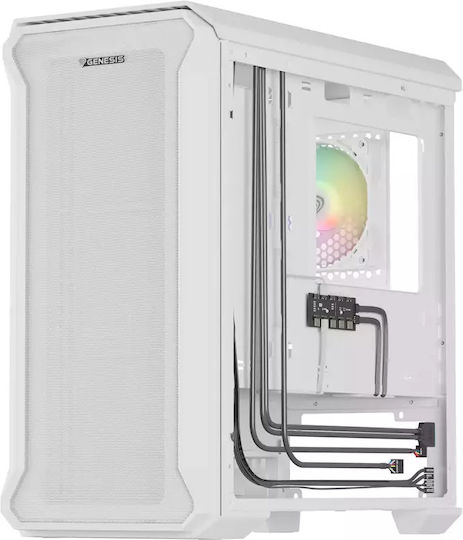 Genesis Irid 503 Gaming Mikro-Turm Computergehäuse mit Seitenfenster Weiß