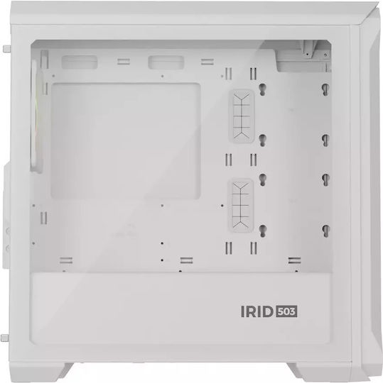 Genesis Irid 503 Gaming Mikro-Turm Computergehäuse mit Seitenfenster Weiß