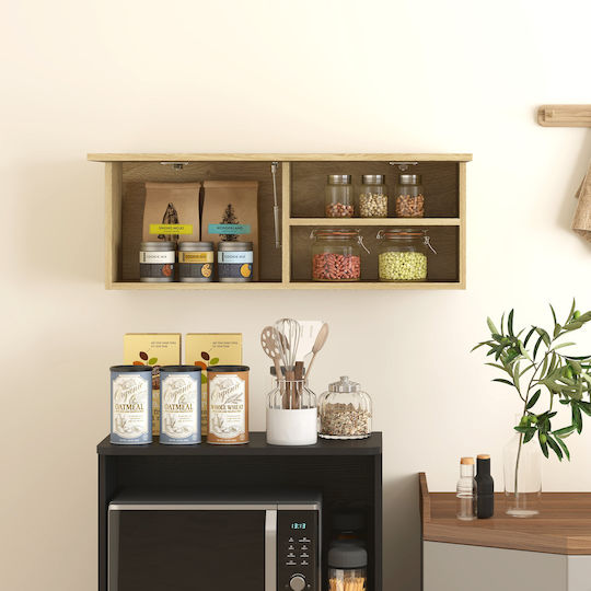 HomCom Ντουλάπι Μπάνιου 80x25x30cm Φυσικό Ξύλο