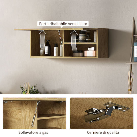 HomCom Ντουλάπι Μπάνιου 80x25x30cm Φυσικό Ξύλο