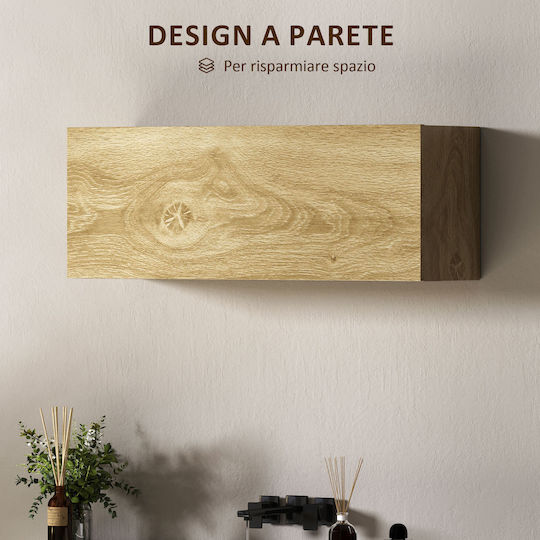 HomCom Ντουλάπι Μπάνιου 80x25x30cm Φυσικό Ξύλο