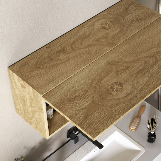 HomCom Ντουλάπι Μπάνιου 80x25x30cm Φυσικό Ξύλο