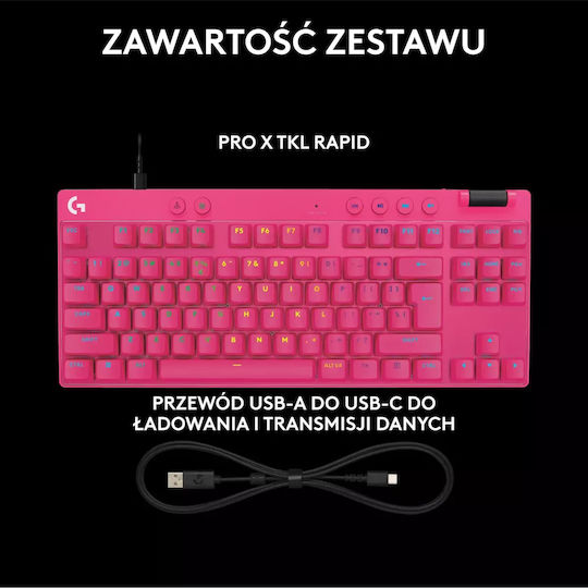 Logitech G Pro X Gaming Tastatur Tenkeyless mit GX Rot Schaltern und RGB-Beleuchtung (Englisch US) Magenta