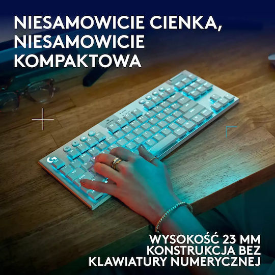 Logitech G915 X Lightspeed Drahtlos Gaming Mechanische Tastatur Tenkeyless mit RGB-Beleuchtung (Englisch US) Weiß