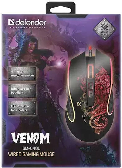 Defender Venom GM-640L RGB Gaming Ποντίκι 3200 DPI Μαύρο