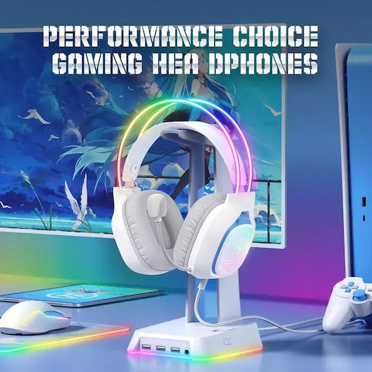 Onikuma X22 Over Ear Gaming Headset με σύνδεση 3.5mm / USB Λευκό