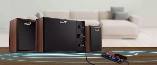 Genius SW-2.1 300 Ηχεία Υπολογιστή 2.1 με Ισχύ 15W Καφέ