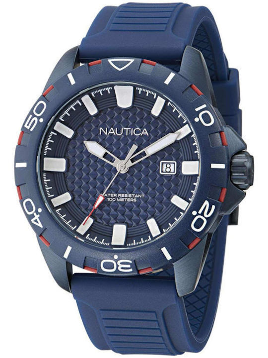 Nautica Ανδρικό Ρολόι Μπαταρίας με Μπλε Καουτσούκ Λουράκι