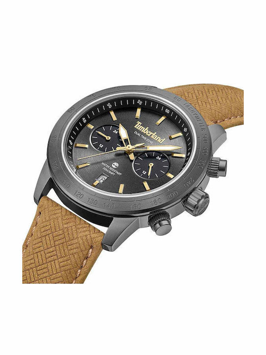 Timberland Raynham Herrenuhr Chronograph Batterie mit Braun Lederarmband