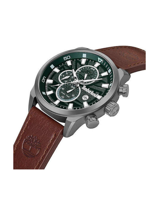 Timberland Henniker II Men's Watch 46mm Battery with Brown Leather Strap