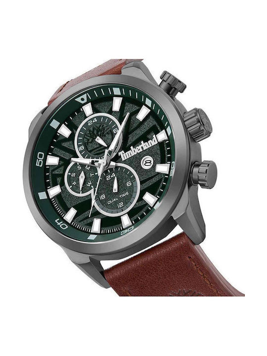 Timberland Henniker II Men's Watch 46mm Battery with Brown Leather Strap