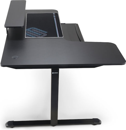 Birou De Jocuri Din Lemn Negru Cu Picioare Metalice Și Înălțime Reglabilă 155x110x74cm