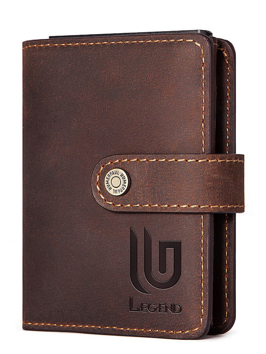 Leather Men's Wallet Classic with RFID and Slide Mechanism Brown